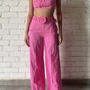 HEMANT & NANDITA Yuri Pink Wide Leg Pants AND Yuri Bandeau top